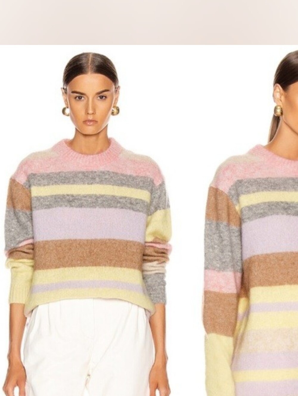 Acne Studios Mohair Wool Blend Pastel Striped Crewneck Sweater
